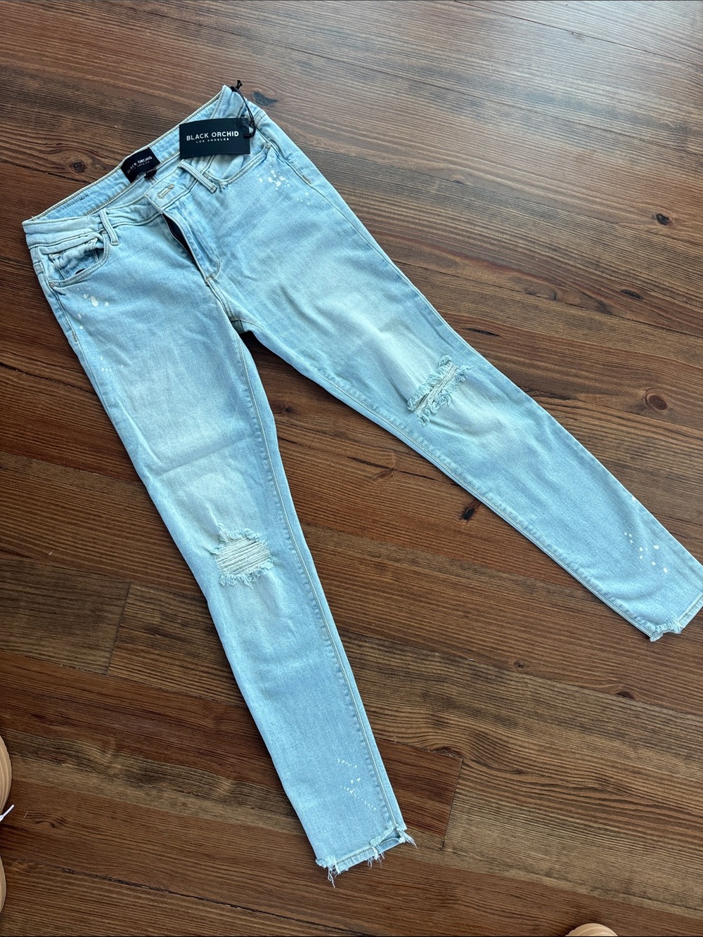 Black Orchid Light Wash Ripped Skinny Jeans